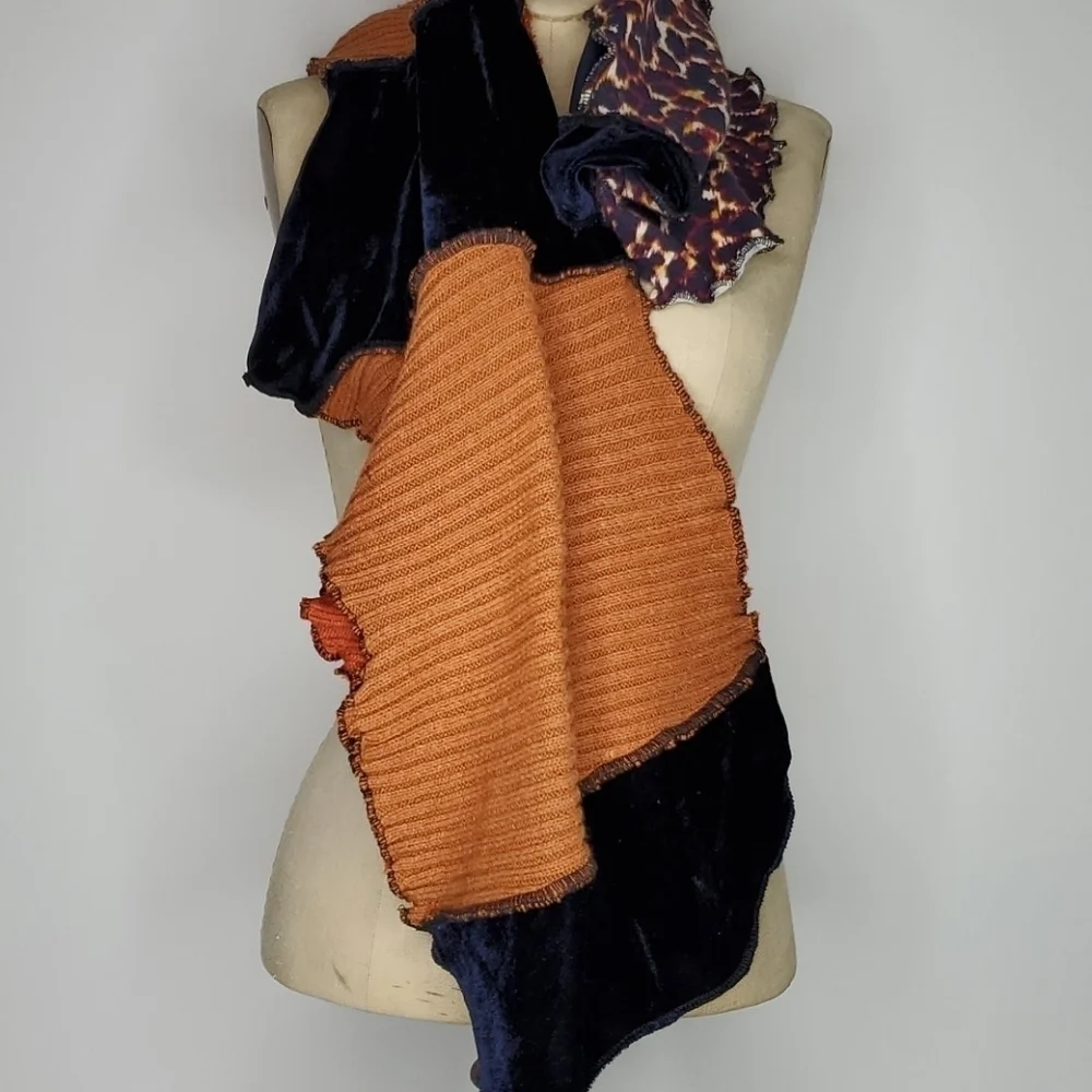 Handmade Repurposed Scarf Fall Colors Large